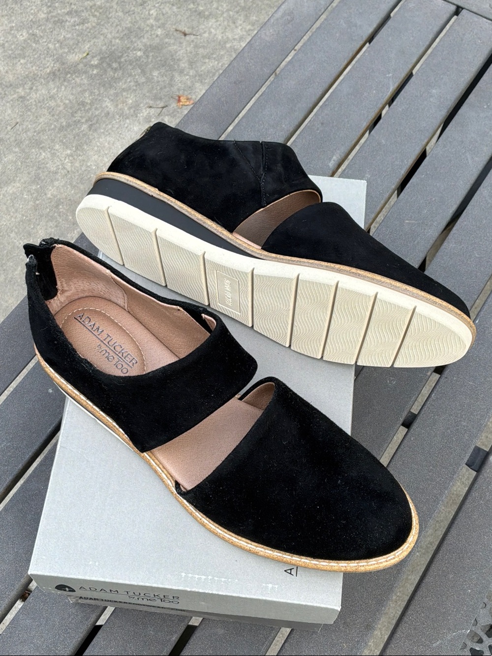 Women’s Black Suede Leather Wedge, Adam Tucker by me Too, Size 8.5 NEW